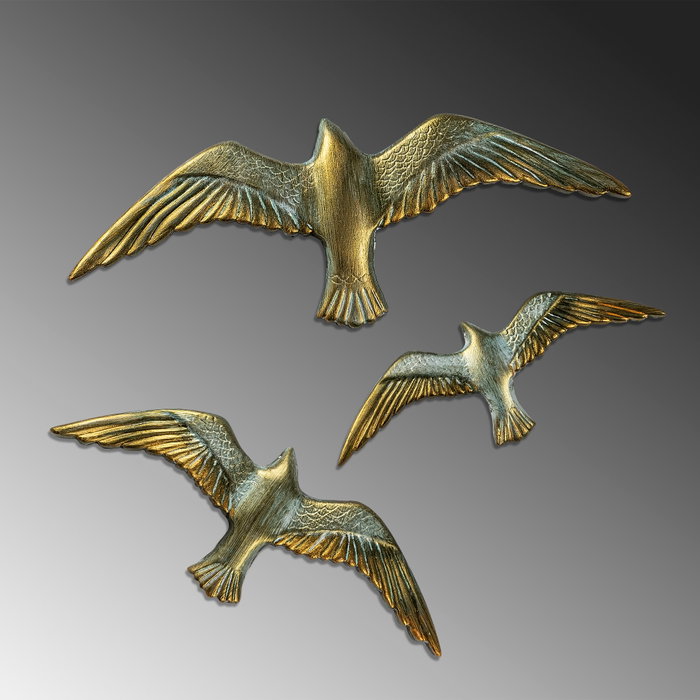 Aberto Design Flying Seagulls - 1 Decoración de Pared Dorada